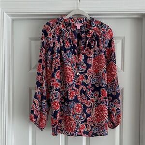 Lilly Pulitzer Paisley Blouse - Red and Blue